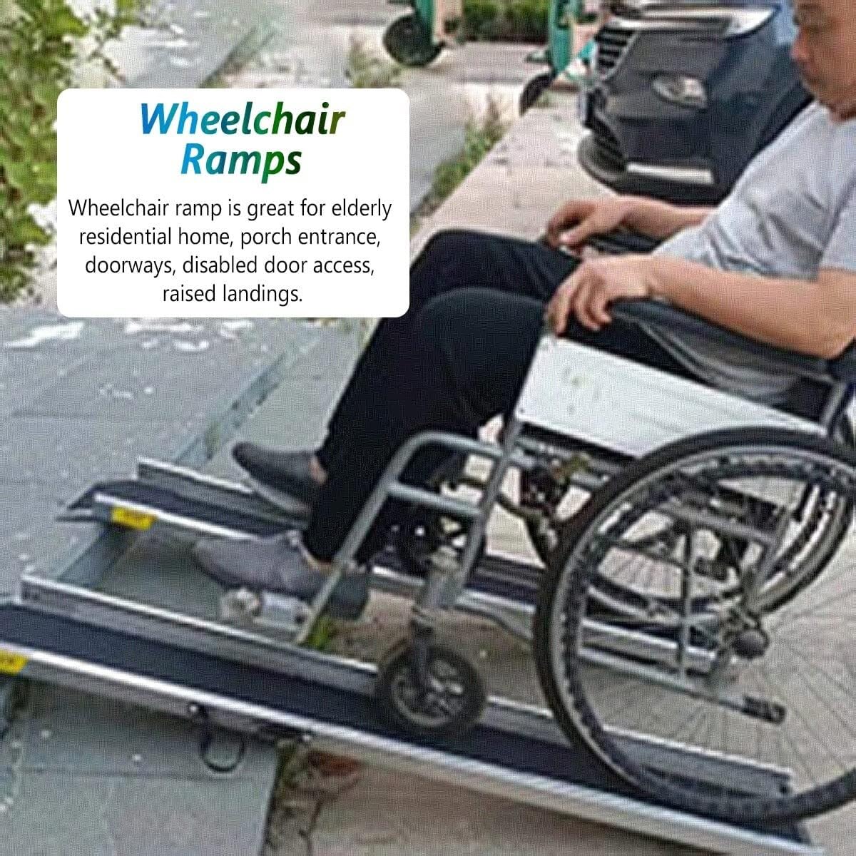 Rampa de umbral de silla de ruedas para escalones, escaleras, puerta, rampas ligeras de 15 cm/25 cm de elevación, ideal para carretillas de mano, bicicletas y scooters (60 cm de largo)