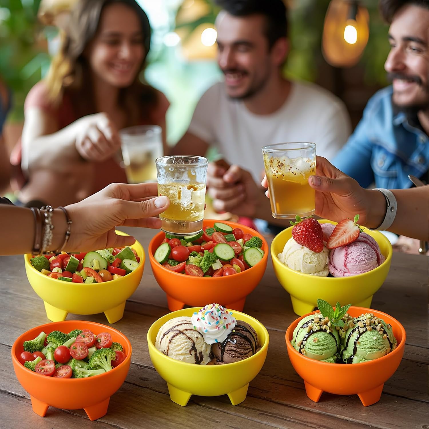 6 Pcs Orange Yellow Salsa Bowls Guacamole Plastic Mexican Bowls for Sunshine Birthday Party 12 oz Cutie Unbreakable Chips and Salsa Serving Dish for Fiesta Dipping Sauces Chip Dish