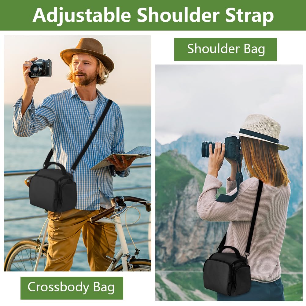 Ainiv Borsa per Fotocamera, Borsa a Tracolla per Fotocamera, Borsa Fotocamera Slr, Piccola Borsa a Tracolla Singola Crossbody Custodia con Cinghia Regolabil,per Macchina Fotografia DSLR/SLR, Nero