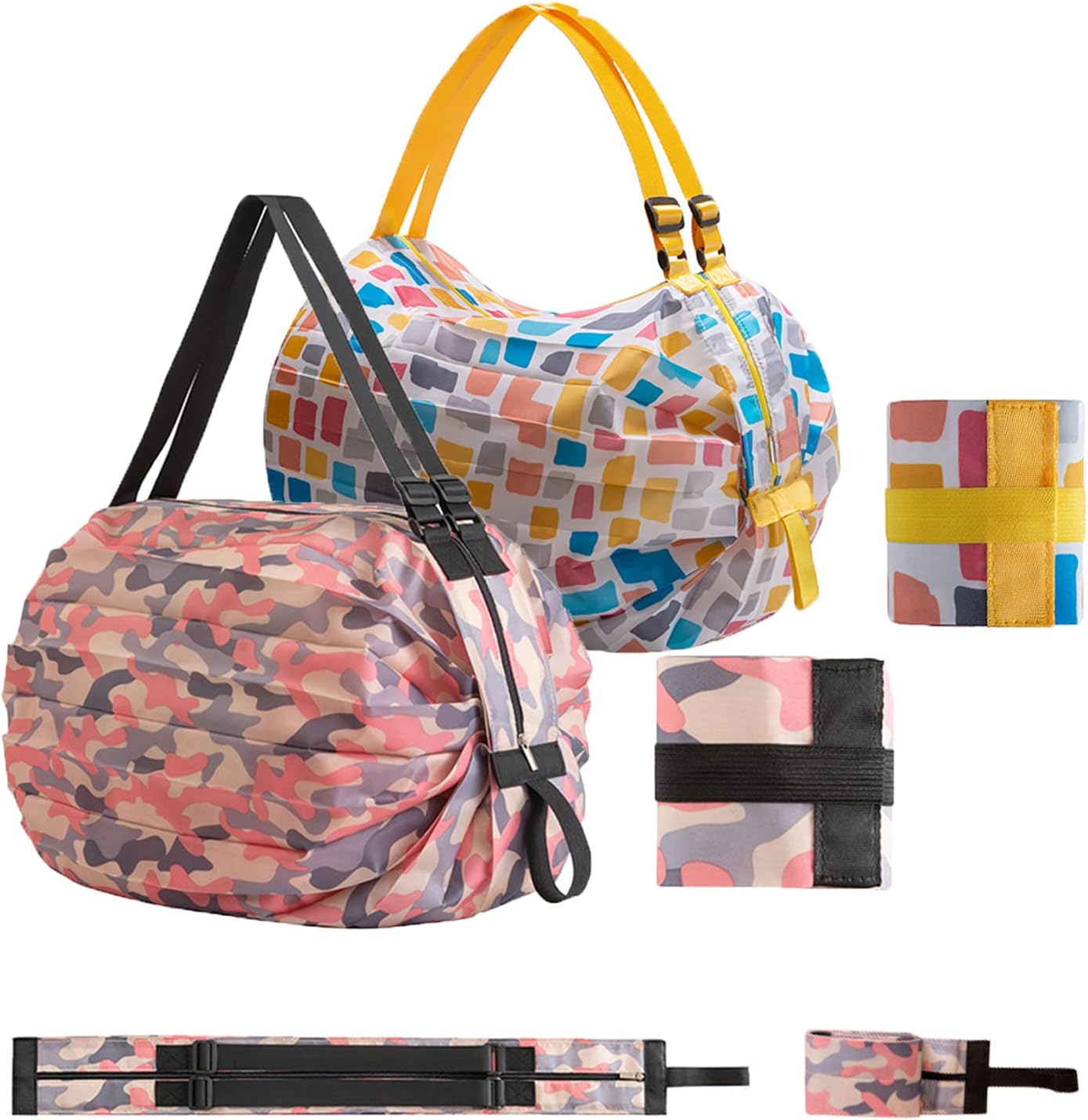 Reusable Grocery Bags, Large Capacity Shopping Bags, Foldable grocery bags, Portable Tote Bag, Shopping Bags Groceries, Daily commuting Reusable Bag, Picnic camping Storage Bag, Grocery bags（2 PCS）