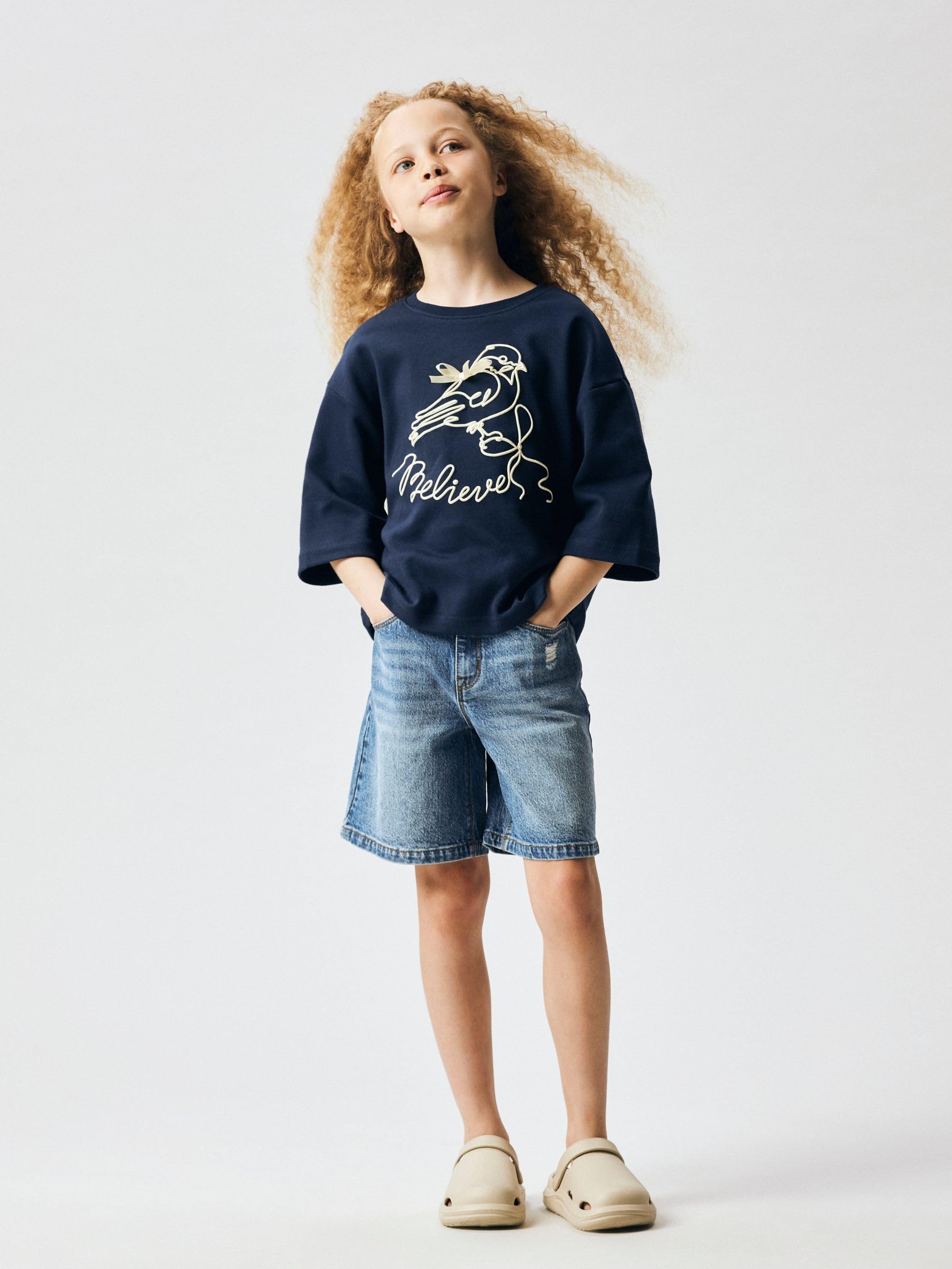 Name IT Nkfrose HW Long DNM Shorts 1160-Tk Noos Bambine e Ragazze