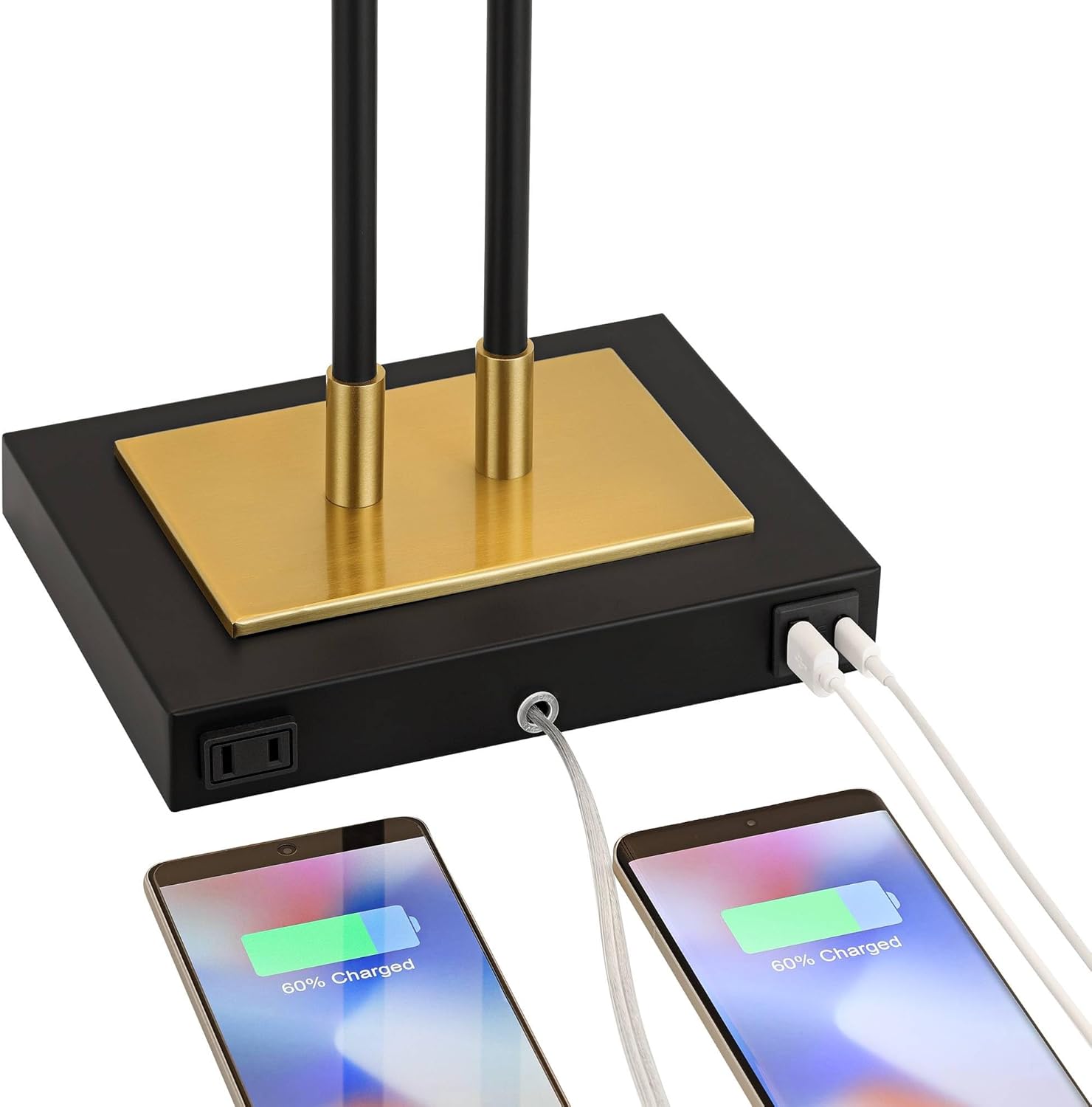 Franklin Iron Works Stefano 30 1/4" H Black Gold 2-Light Pull Chain USB Table Lamp Set of 2