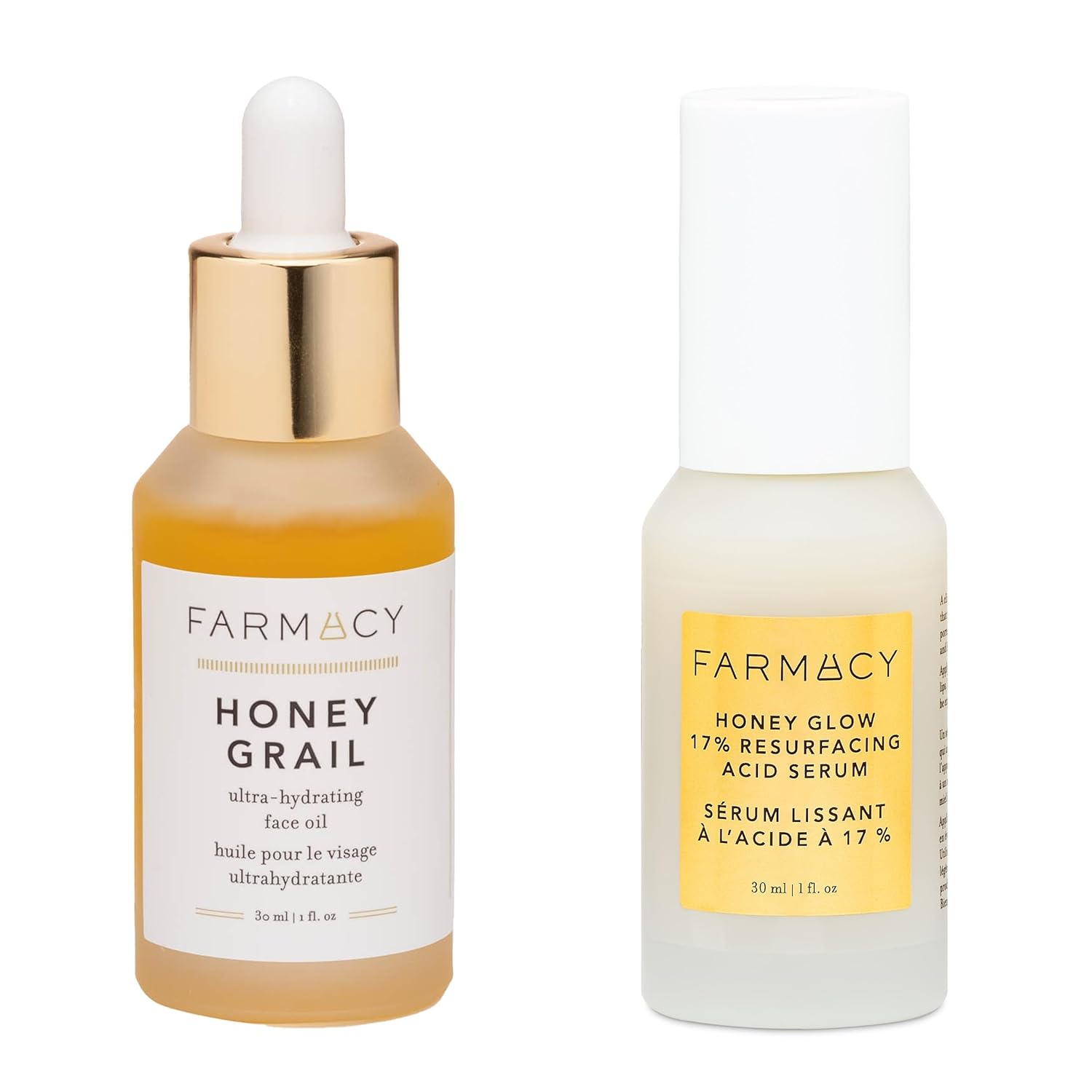 Farmacy Honey Glow & Honey Grail Bundle - 17% AHA & BHA Resurfacing Night Serum & Face Oil