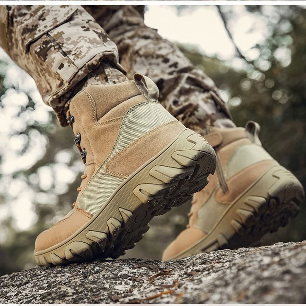 Bottes Militaires Tactiques Homme – Randonnée, Chasse, Travail, Cuir Et Mesh, Semelle Antidérapante
