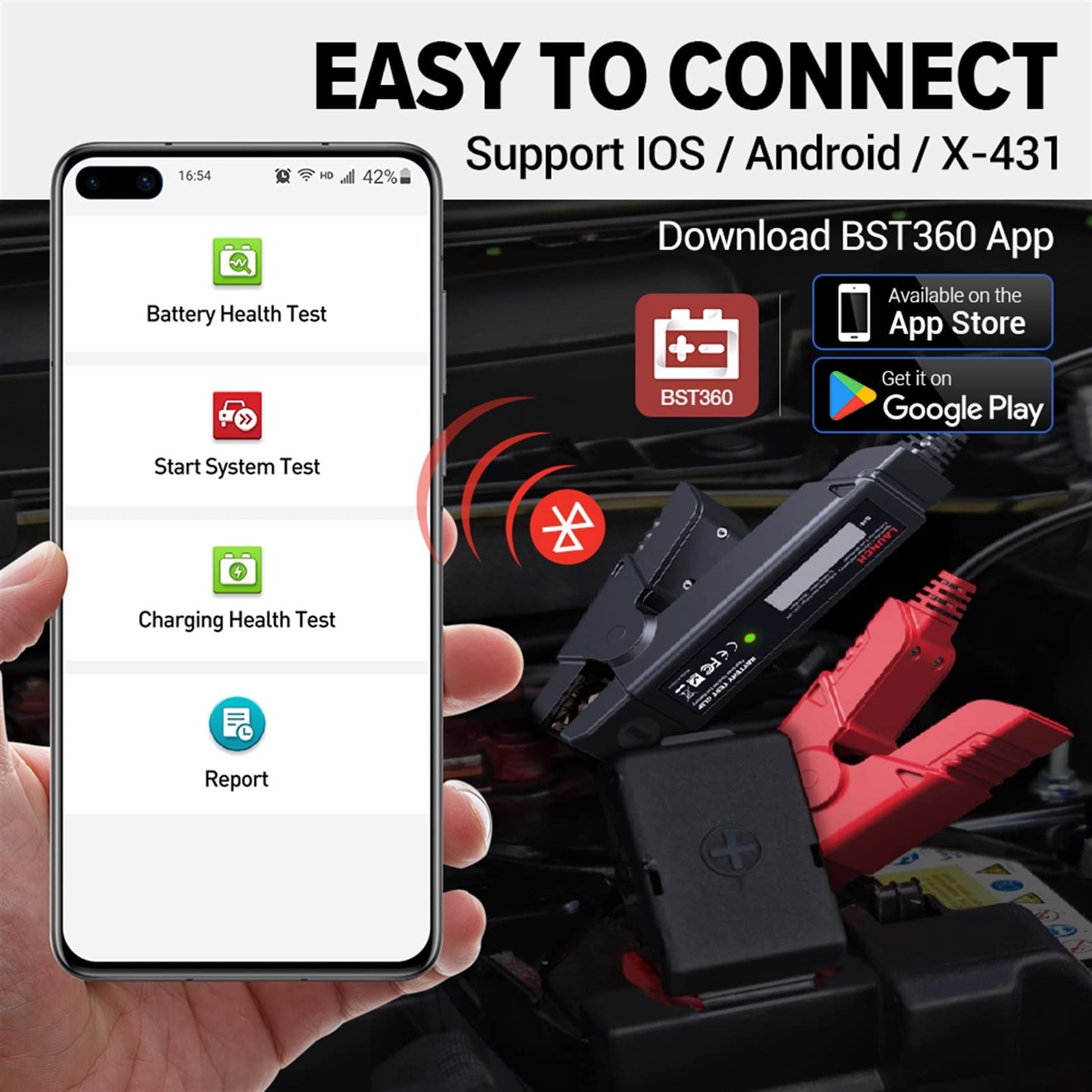 X431 BST-360 Analizador de clip de prueba de batería Bluetooth 6V 12V 2000CCA BST360 Probador de voltaje for X431 Adnroid/dispositivo