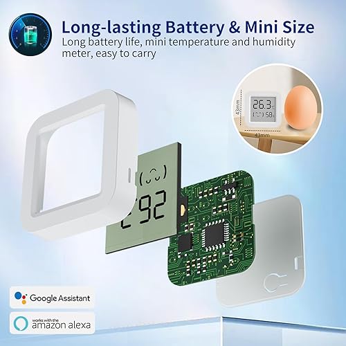 Miniatura 5 de eMylo Termómetro de interior Bluetooth, termómetro higrómetro digital, monitor de temperatura y humedad, termómetro higrómetro, mini higrómetro para