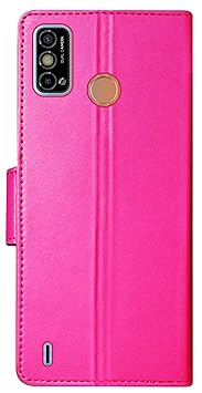 SBMS Pu Leather Flip Case Back Cover for Tecno Spark Go 2021::Tecno Spark 6 Go::Tecno Spark Go 2020 (Pink)