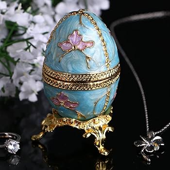 卵型アクセサリーケース置物　10個 Amazon.co.jp: 卵ジュエリーボックス、ファブラー様式の卵形の