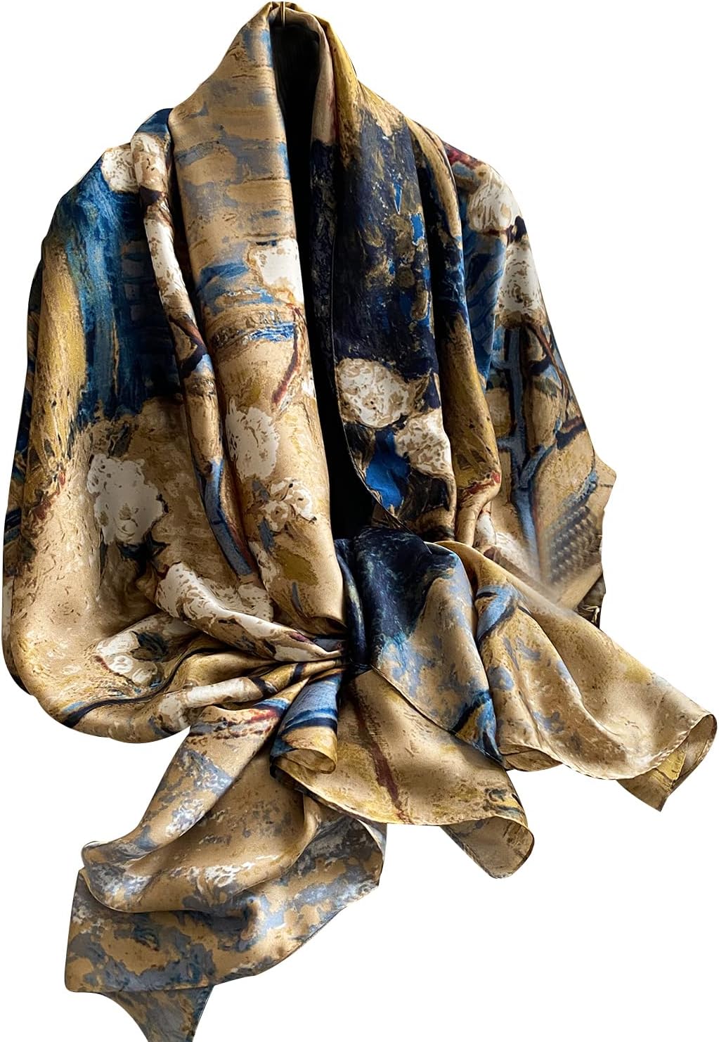 NUWEERIR Womens 100% Large Mulberry Silk Scarf Long Satin Scarf Fashion Lightweight Wraps