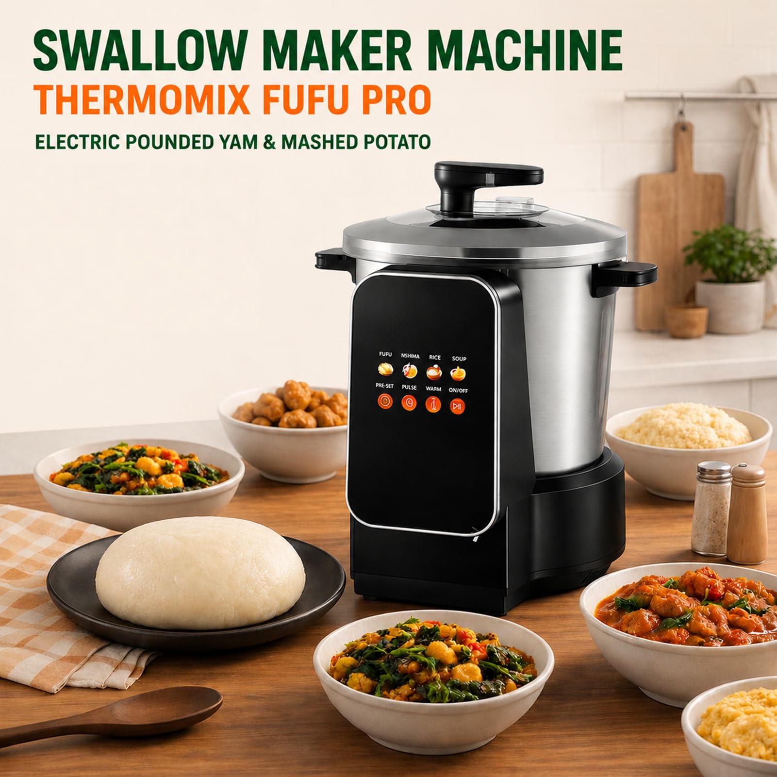 900W Automatischer Fufu Maker, 6L Fufu & Yam Stampfer Maschine