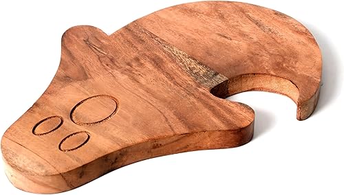 Miniatura 6 de Treen Art Tabla de cortar de madera espeluznante para decoración de Halloween, 14 pulgadas de largo x 10 pulgadas de ancho, pieza de bloque de