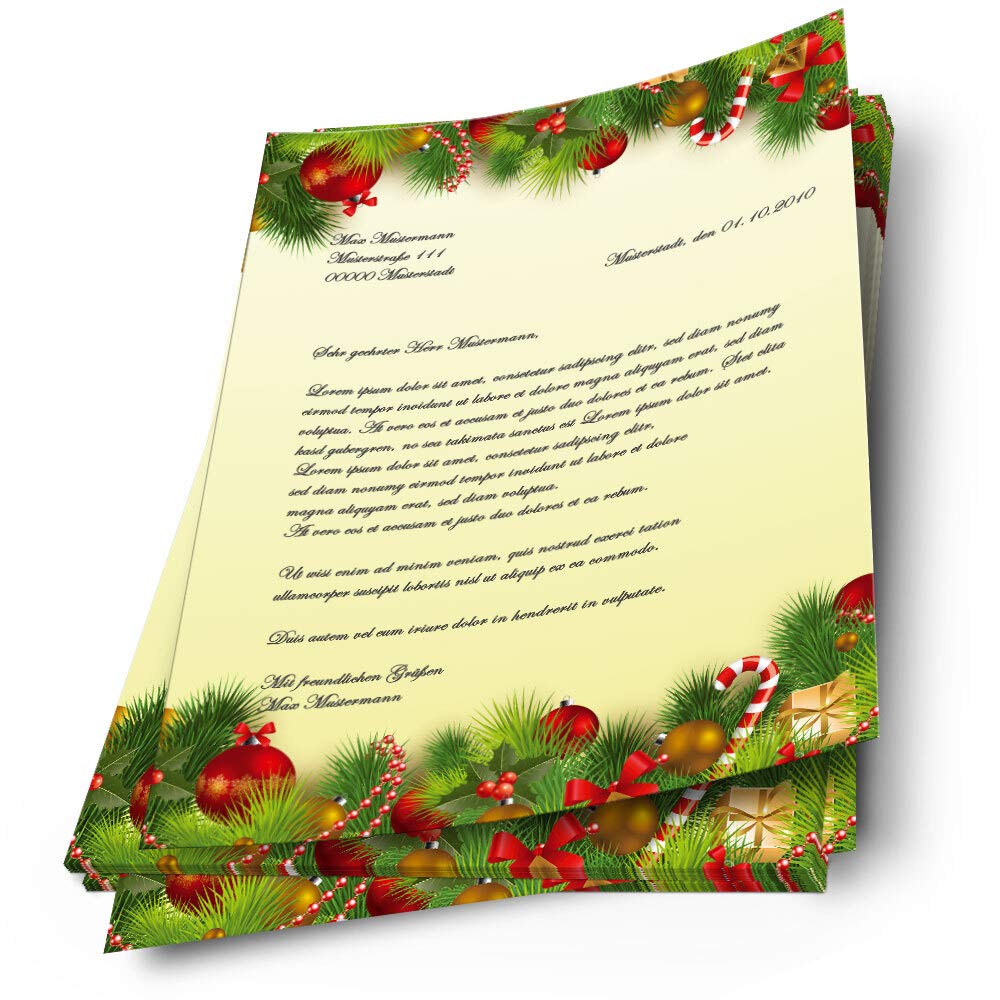 Carta da lettera decorata Natale AUGURI NATALIZI DIN A4 50 fogli