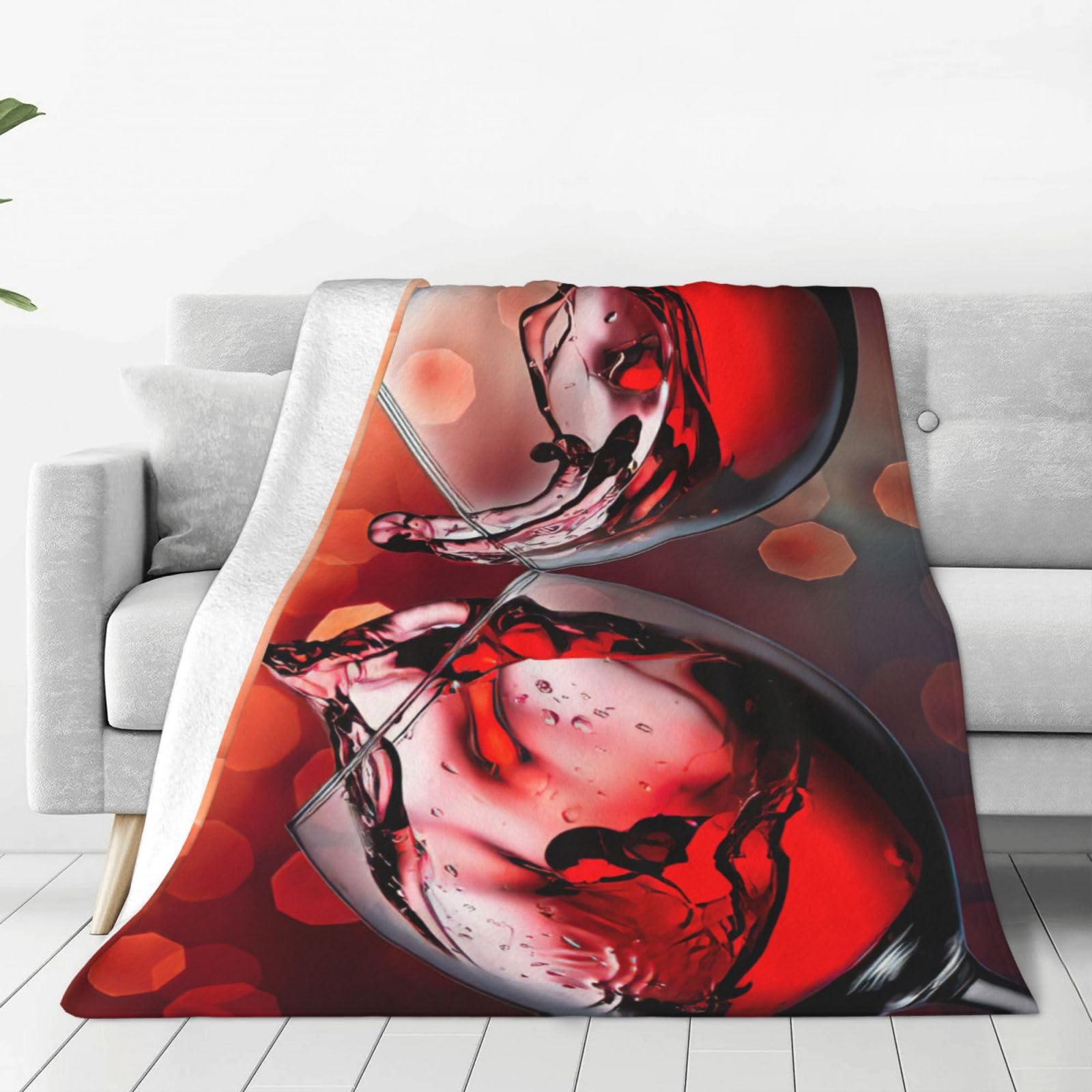 Couverture polaire imprimé verre de vin rouge plaid chaud jeté de lit canapé doux