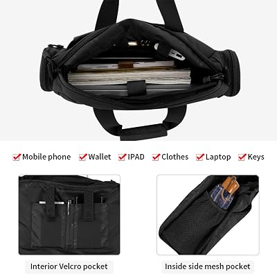 CamGo Tactical Briefcase 14 Laptop Messenger Bag Military Style Shoulder Bag Handbag for Men, Black