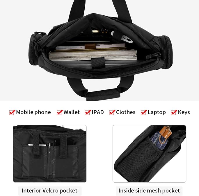 CamGo Tactical Briefcase 14 Laptop Messenger Bag Military Style Shoulder Bag Handbag for Men, Black