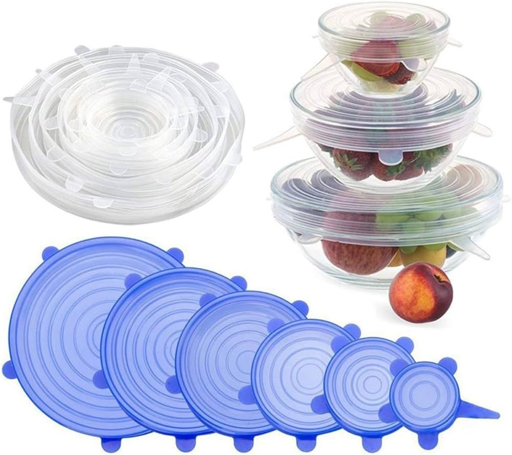 Buy DHANIM Silicone Stretch Lids reuseable Flexible Covers for Rectangle, Round, Square Bowls, Dishes, Plates, Cans, Jars, Glassware and Mugs (Free Size) - Set of 6 Online at Low Prices in India -
