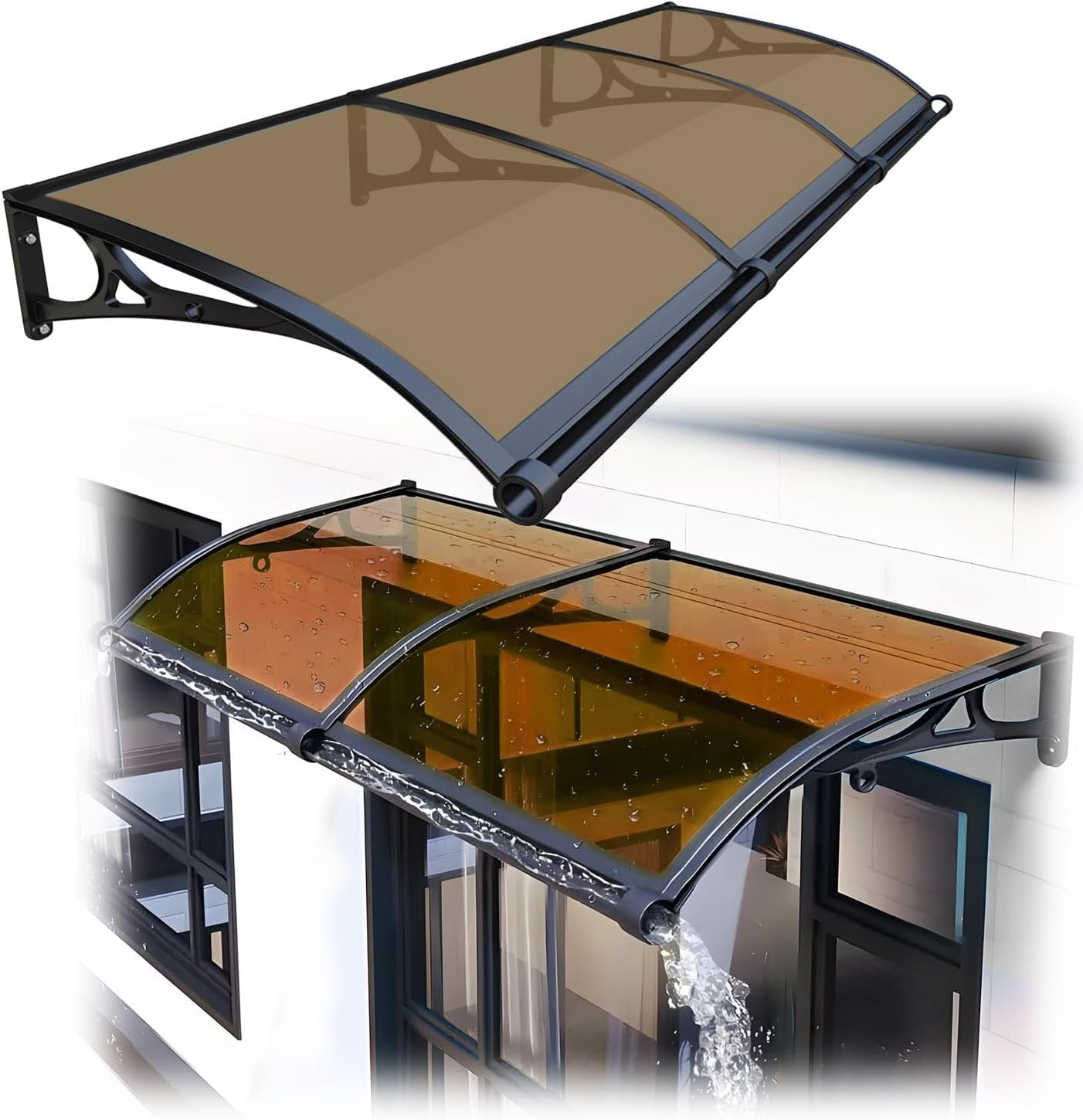 Window Awning Door Canopy,polycarbonate Front Door Outdoor Patio Awning For Door Entrance,aluminum Alloy Large Sink Window Awning Door Canopy,for Uv Rain(Size:120x200cm/47.2x78.7in,Color:Tan Color)