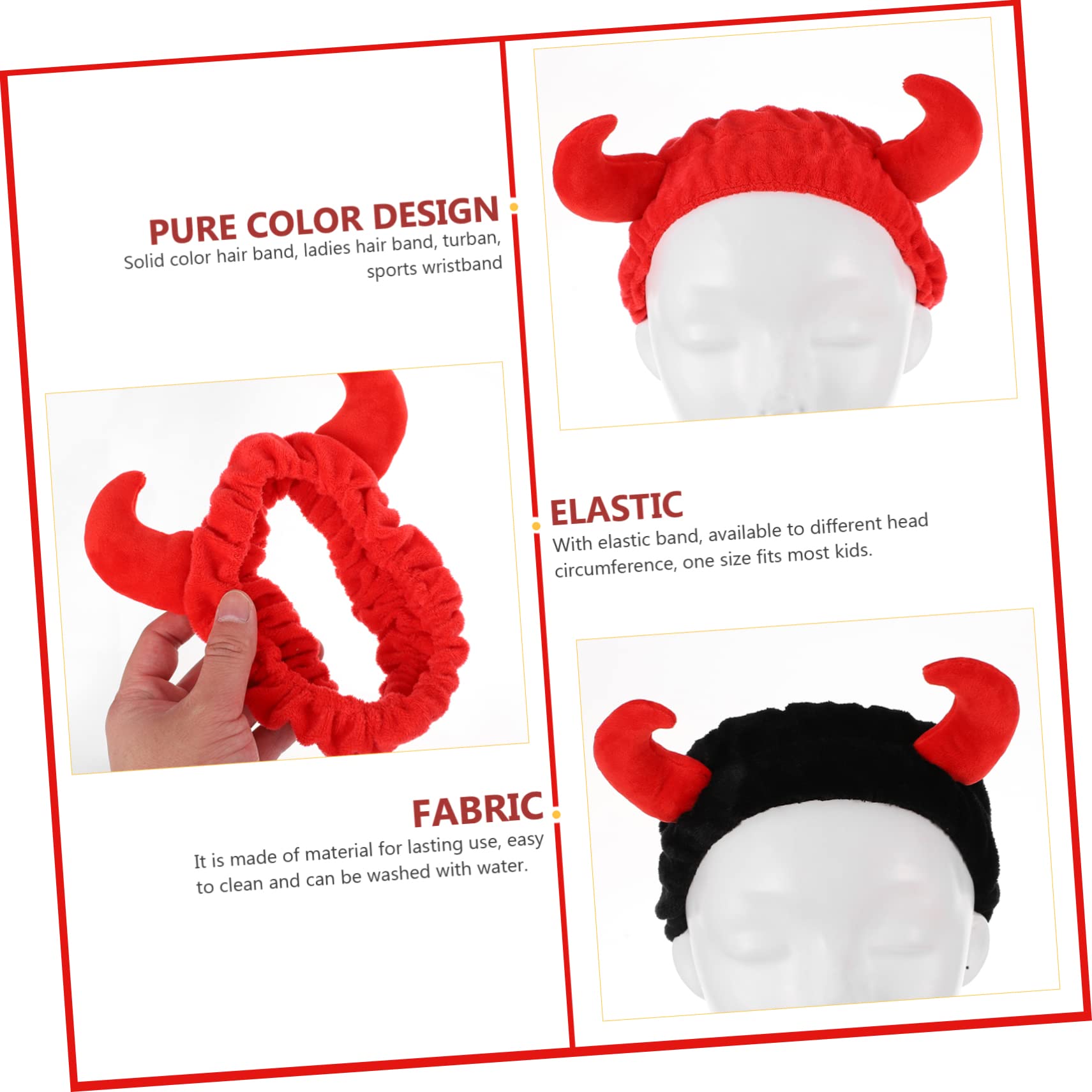 SOIMISS Pack de 2 Diademas Elásticas Forma de Cuerno en Tejido Cómodo para Lavado Facial y Ducha, Accesorio Adecuado para Maquillaje y Cuidado Piel