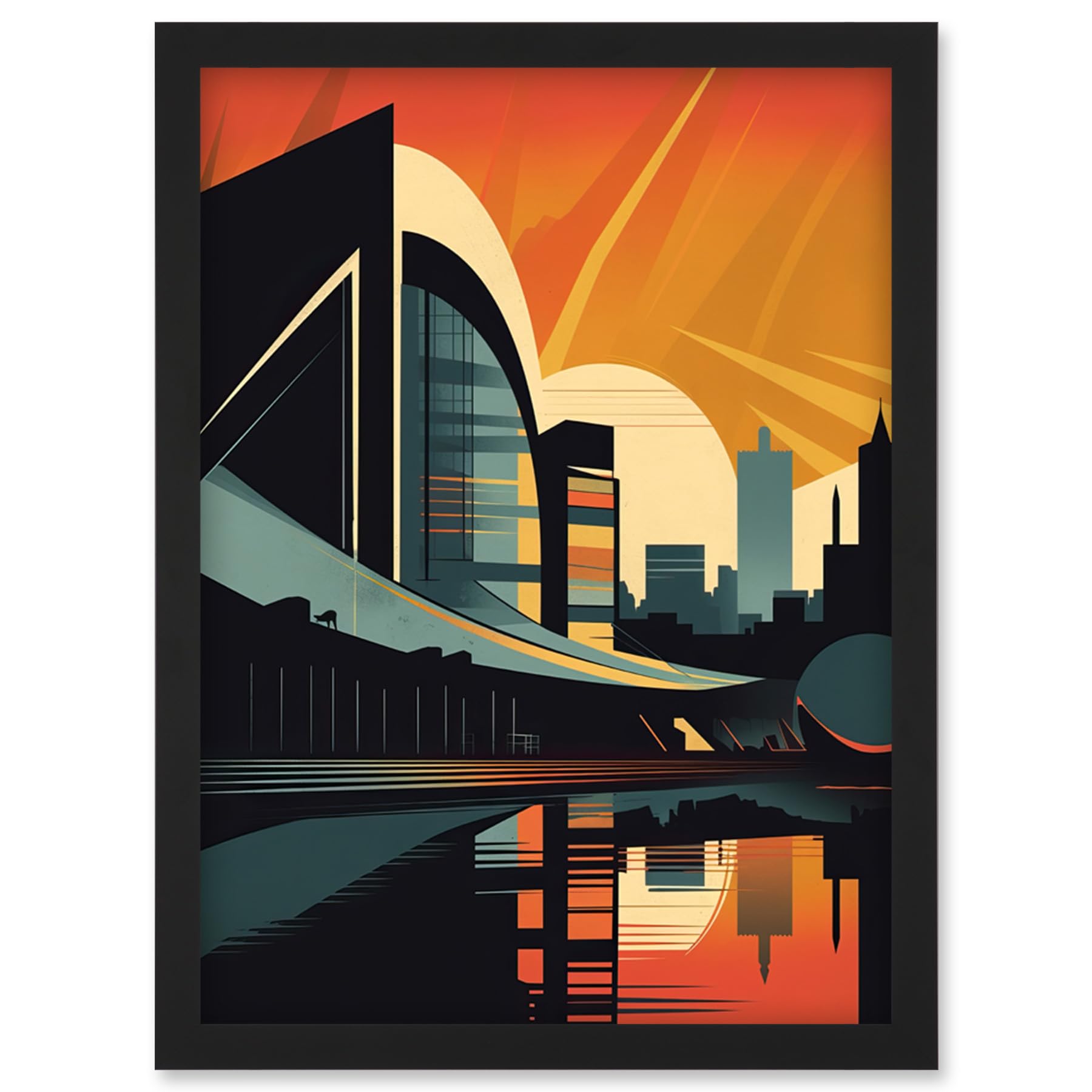 Artery8 River Clyde Walkway Modern Glasgow Cityscape Artwork Framed Wall Art Print A4