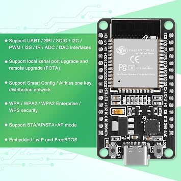 6 Pcs ESP32 Development Board ESP-WROOM-32 ESP-32S Dual Mode WiFi Bluetooth Dual Cores Microcontroller 30 Pin Low Power Compatible with A rduino IDE