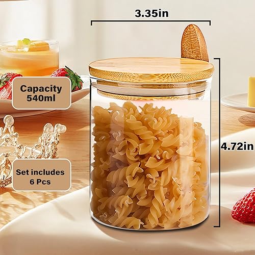 Miniatura 2 de Tarro de vidrio con tapas de bambú, recipientes de avena durante la noche con tapas, recipientes de vidrio para almacenamiento de alimentos,