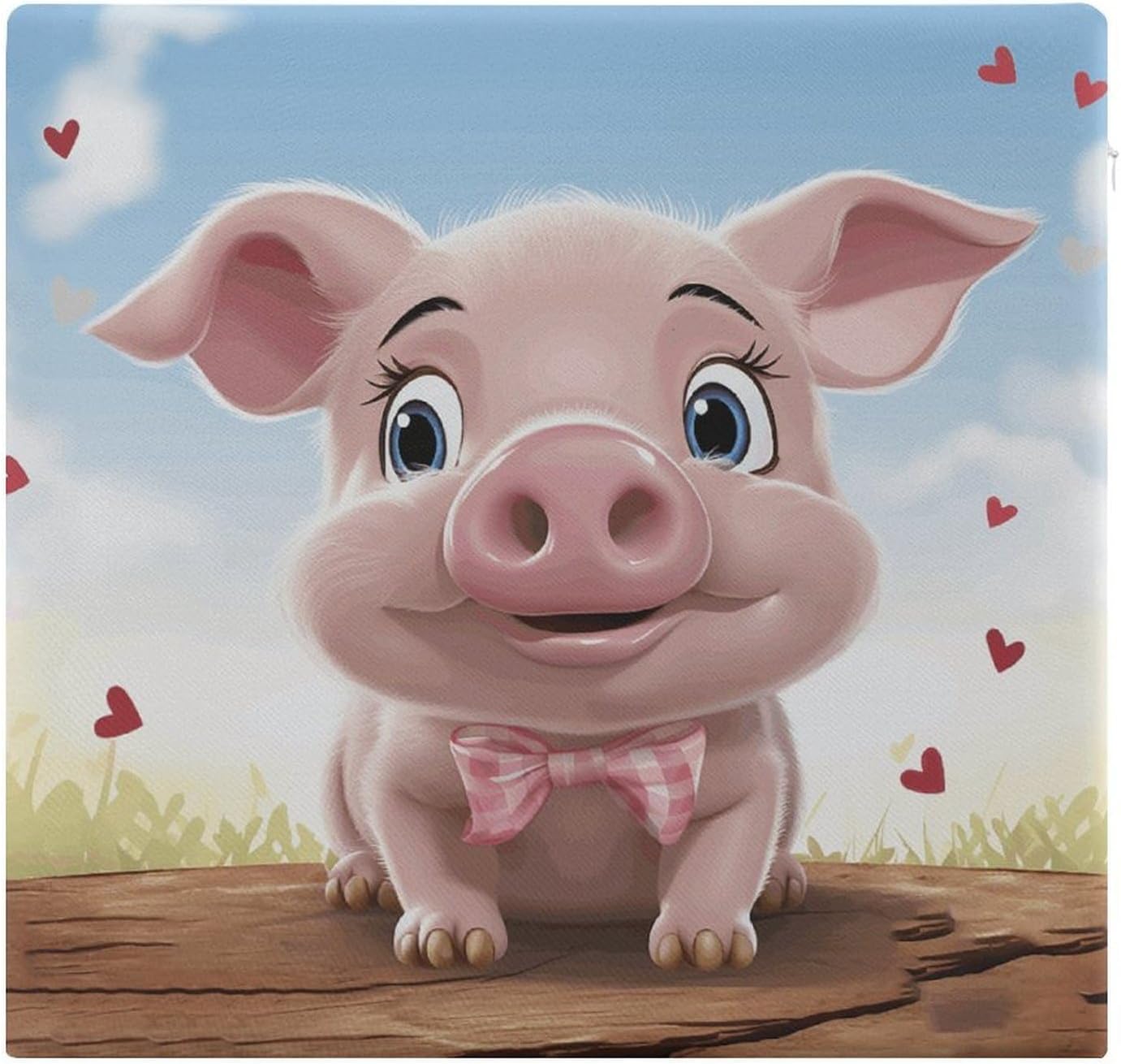 Cartoon Pig Chair Cushion Floor Pillow Stool Cushion | Cushions with Removable Cover with Square Memory for for Chair Living Room Balcony Office Sofa,13.8*15*1.2 Inch