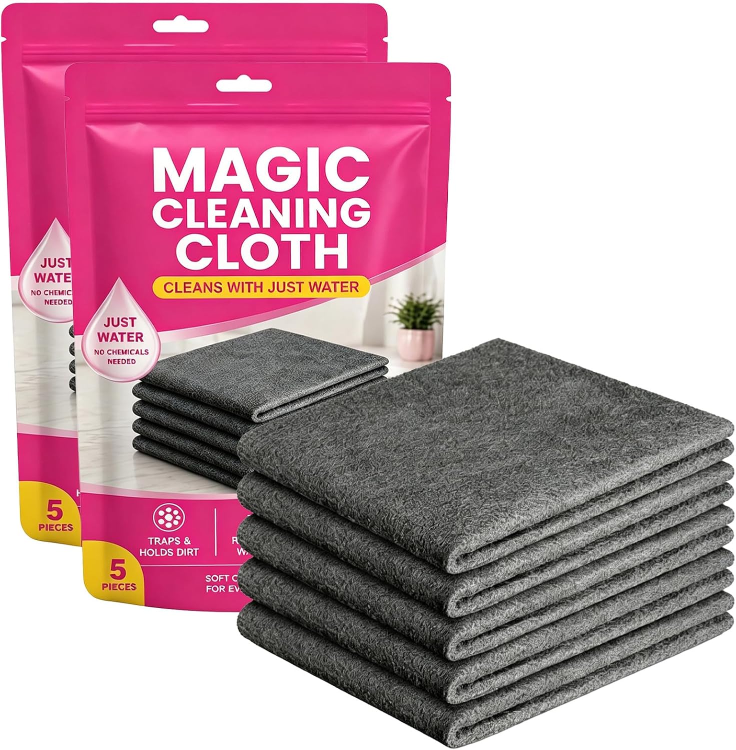Magic Cleaning Cloths, Thickened Streak-Free Microfiber Rags,10:12*16IN