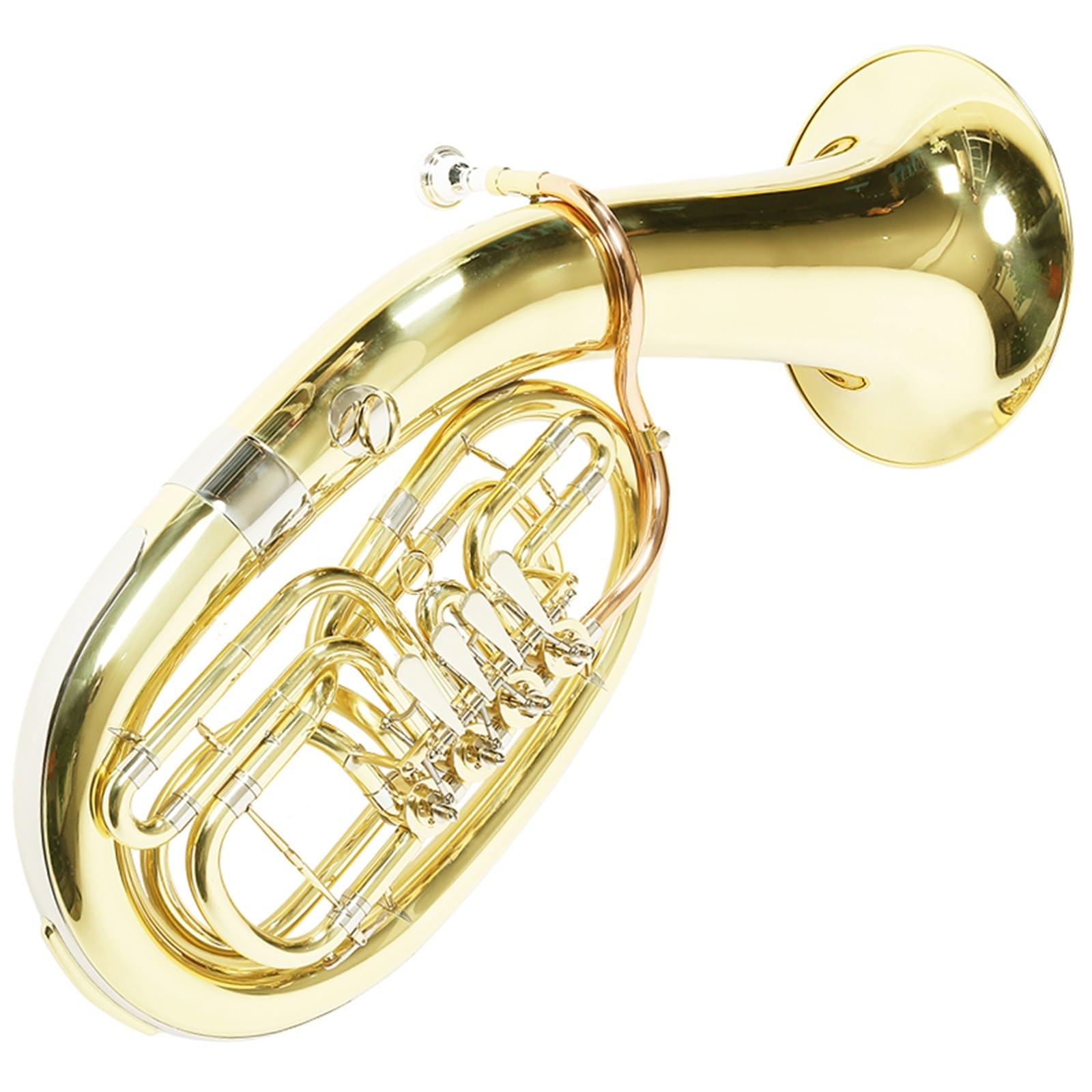 Instrumento de tuba Bombardino en si bemol de cuatro llaves lacado en oro