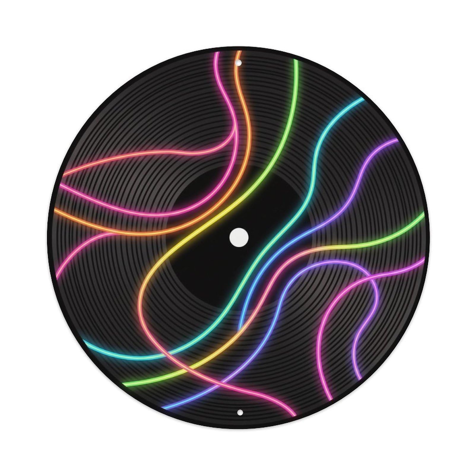 Colorful Music Vinyl Records Curved Rainbow Paths Metal Tin Sign