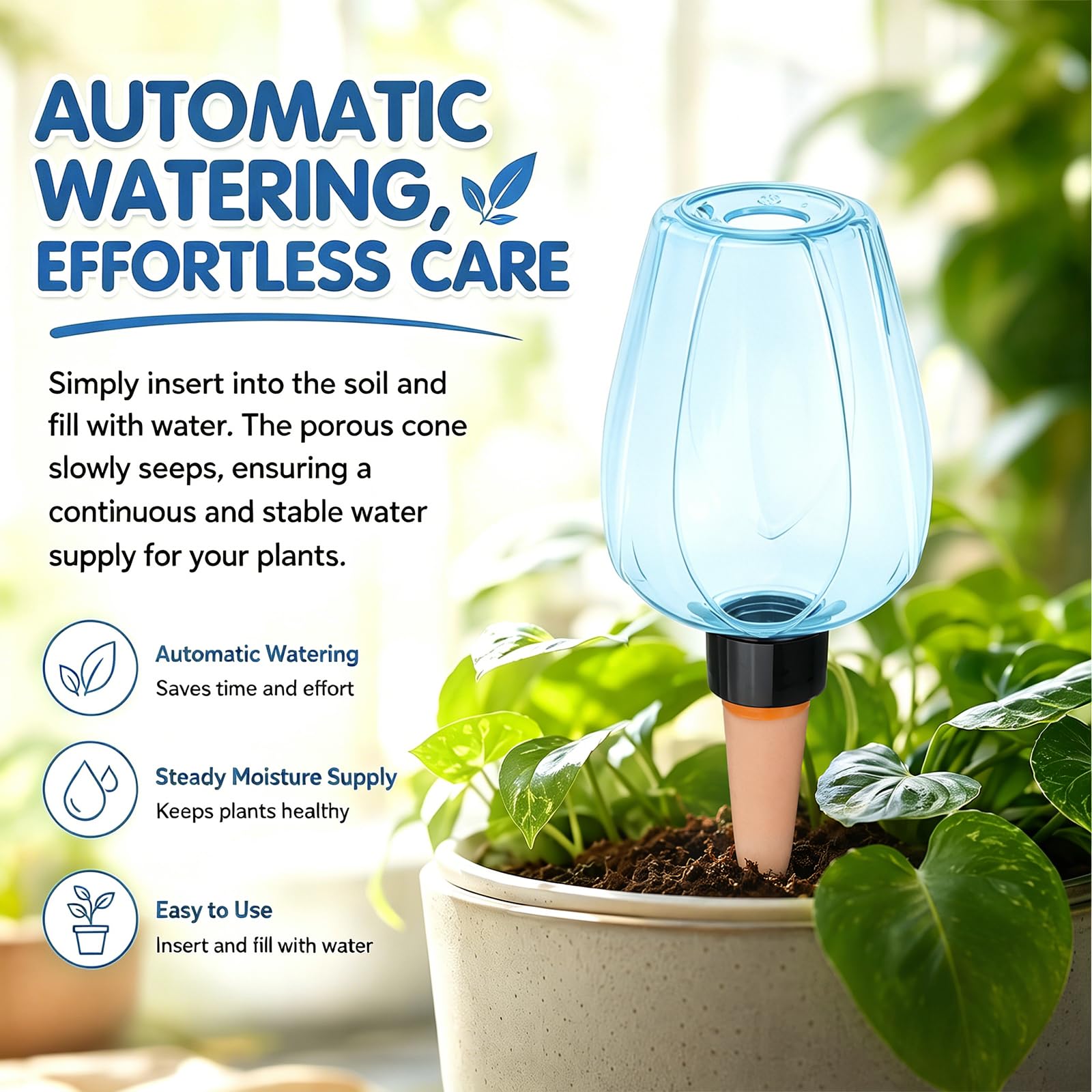 6 Stück BewäSserungskugeln, 350ml Wasserkugeln für Pflanzen Selbstbewässerung Automatische Bewässerungskugel Pflanzenbewässerung für Pflanzen Wasserspender Pflanzen Bewässerung (Blau)