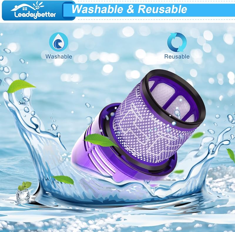Leadaybetter Mosható HEPA Szűrő Készlet Dyson V11 V15 Porszívókhoz - 2 db Filter + Tisztítókefe, SV14 SV17 SV22 Kompatibilis