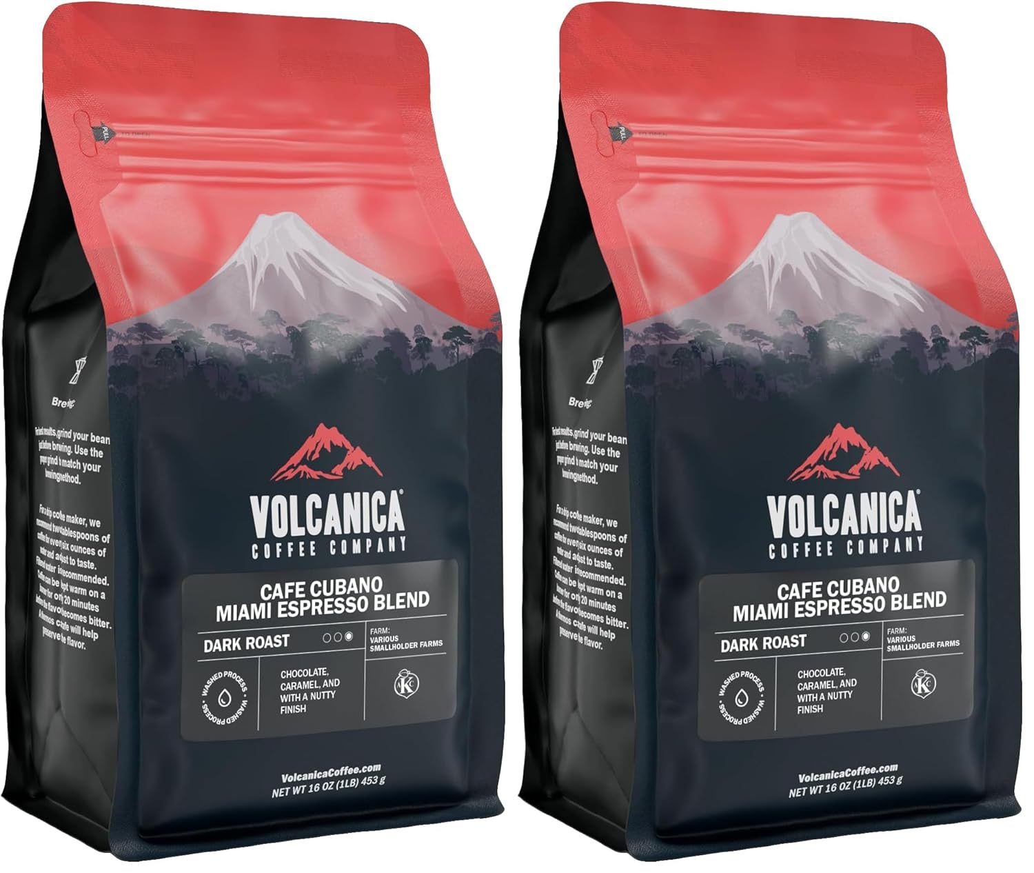 Cafe Cubano, Dark Roast, Cuban Coffee, Whole Bean, Fresh Roasted, Kosher, 16-ounce (Pack of 2)