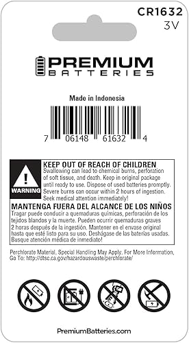 Miniatura 2 de Premium Batteries Batería CR1632 de litio de 3 V, caja fuerte para niños (paquete de 6)