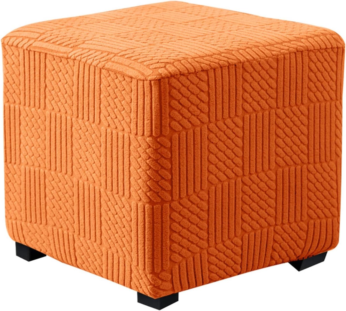 Stretch Ottoman Slipcover Footstool Cover Square,Ottoman Covers with Elastic Bottom,Ottoman Foot Stool Square Protector Covers, Machine Washable(Color 4,M:57-70cm/23-27in)