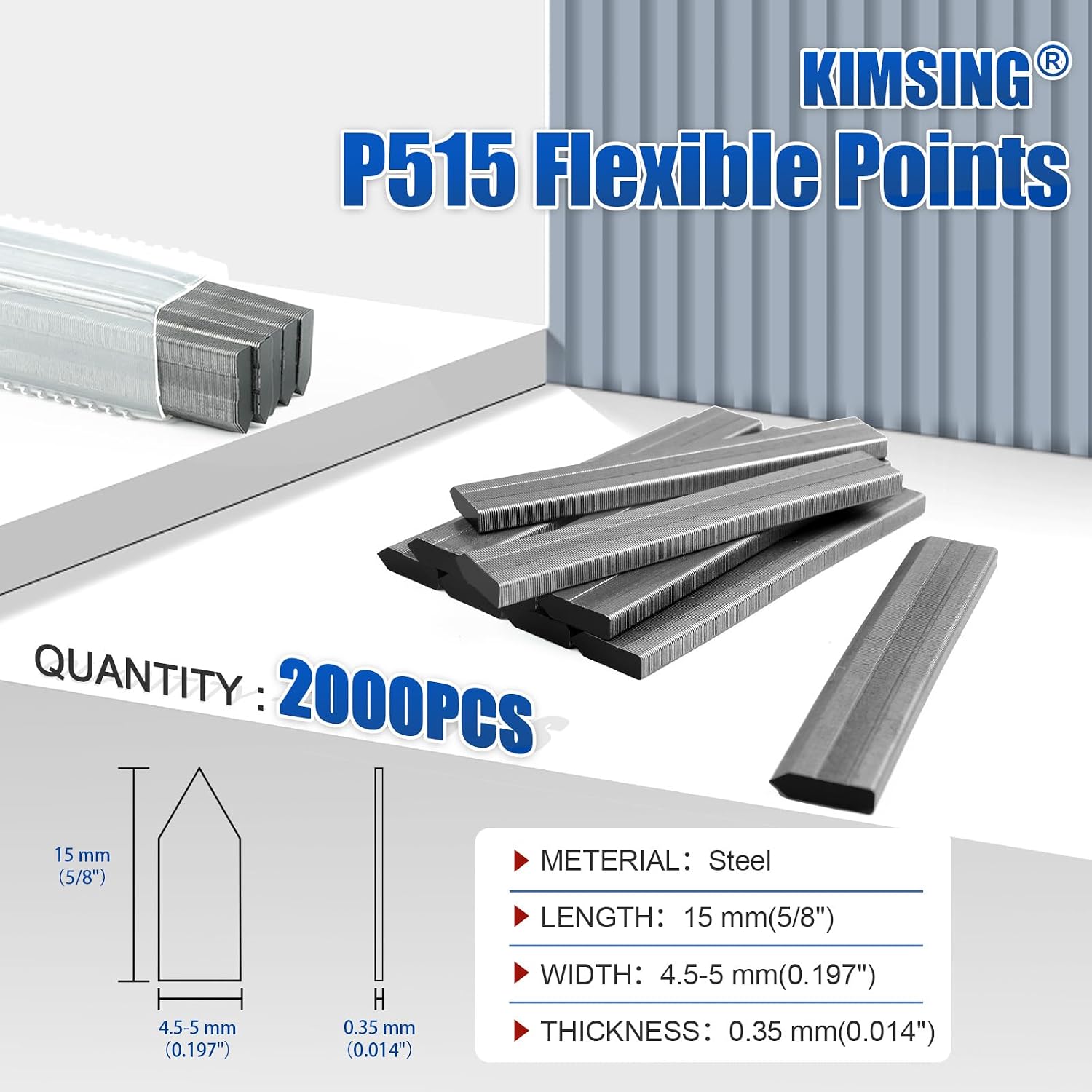 KIMSING 5/8" (15mm) Flexible Points - 2000 PCS Frame Point Nails