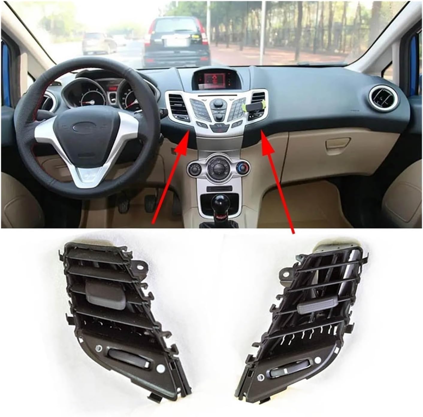 Car Front Middle Left Right Dashboard Center Conditioner Outlet Air Vent A/C | Compatible With Ford Fiesta 2009 2010 2011 2012 2013 2014(A Pair)