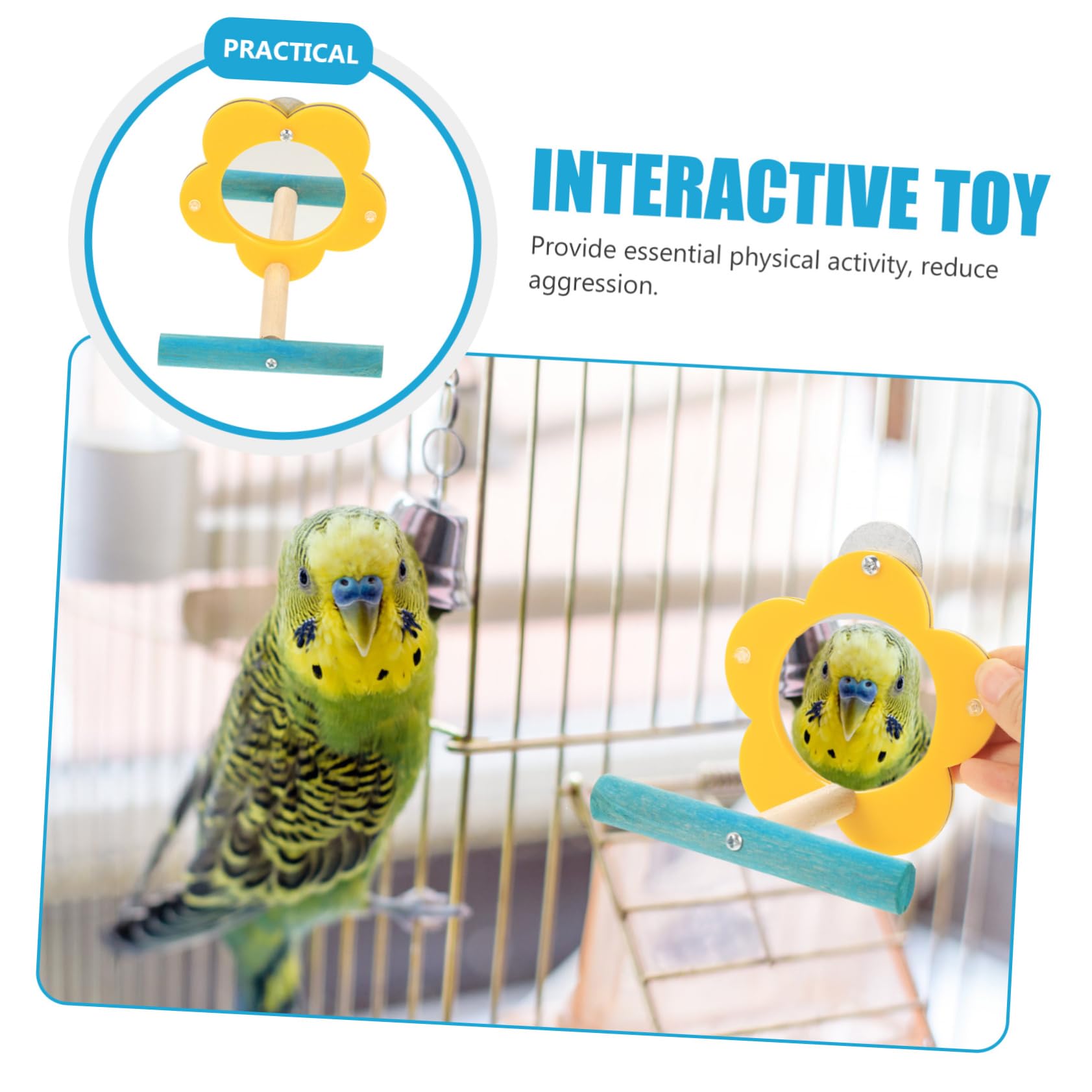 BESPORTBLE 5piezas Espejo Interactivo De Acrílico para Aves Juguete Educativo para Entrenamiento De Loros para y Decorar Jaulas De Aves