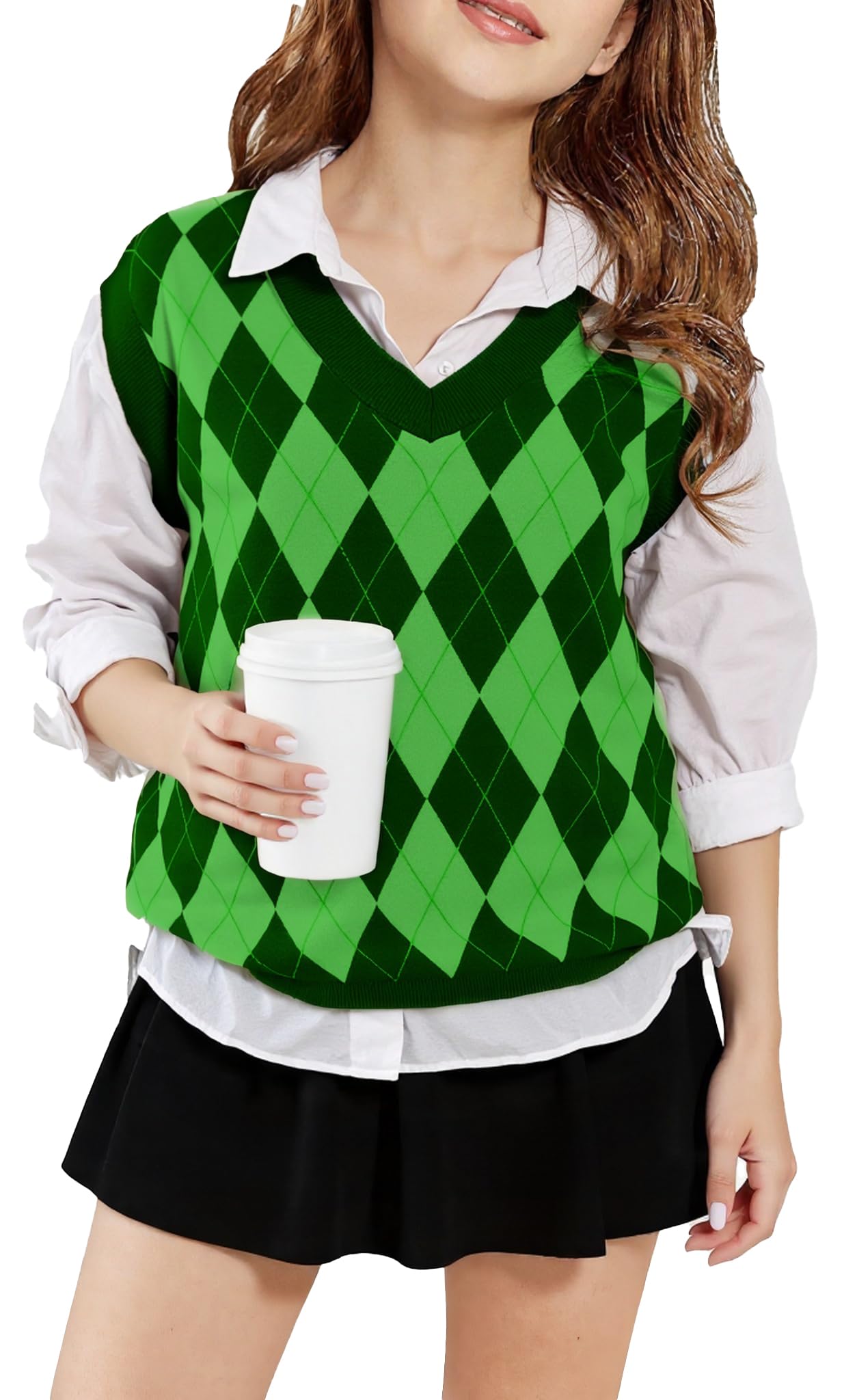 SELINK Boys Girls V Neck Argyle Knit School Uniform Sweater Vest