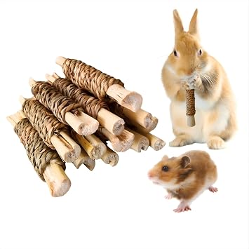 15pcs Rabbits Chew Toy,Sweet Bamboo Chew Stick for Small Animals | Natural Seagrass Sweet Bamboo Chew Stick For Guinea Pigs Chinchillas Hamsters Rats, Bunny Cage Enrichment