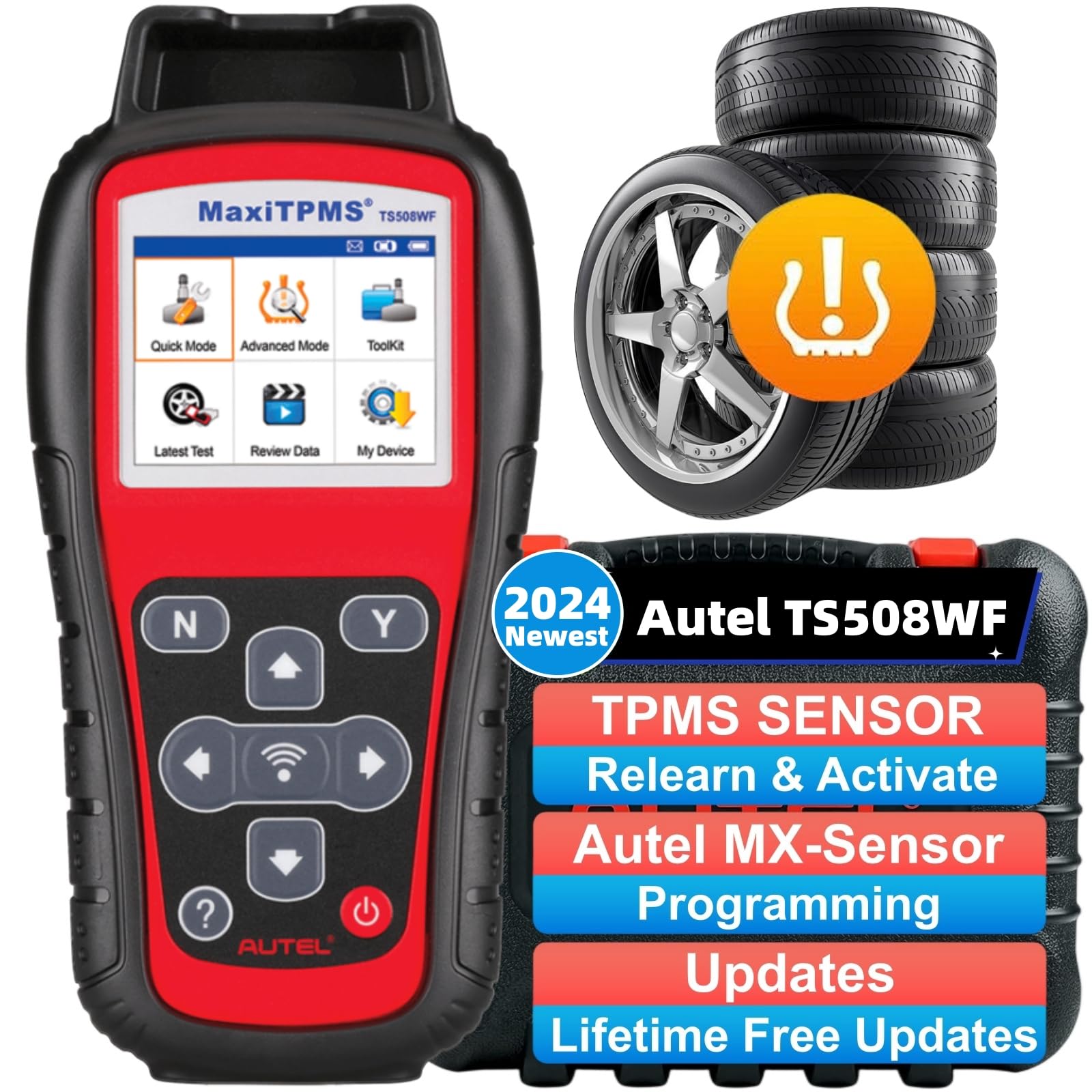 Autel MaxiTPMS TS508WF TPMS Programming Tool, 2024 Newest Activate/Relearn TPMS Sensors, Program MX Sensor, Upgrade of TS508/ TS501/ TS408 TPMS Diagnosis, Read/Clear TPMS Code, Free Lifetime Update