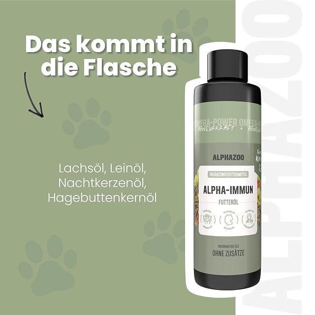Foto 3 de 6 de alphazoo Alpha-Immun - Aceite alimenticio Premium para Gatos, 250 ml, con aceites Omega-3 y Naturales…