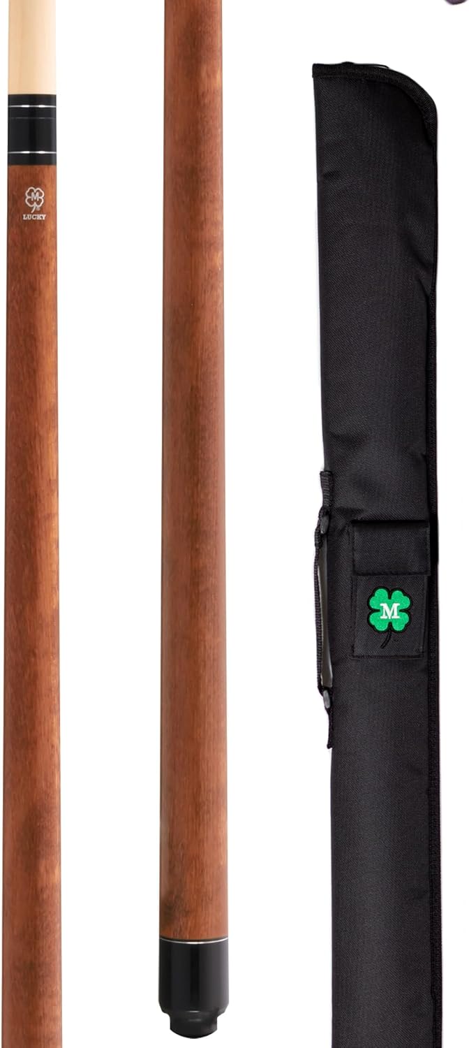 McDermott Lucky L70 Pool Billiard Cue, No Wrap, 13 mm Cue Tip, 3/8"-10 Joint, with Soft Case w/Embroidered Clover Logo
