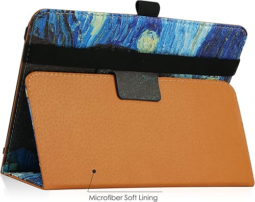 Miniatura 2 de HGWALP Funda universal para tablet de 7" y 8", folio con banda de silicona de fijación ajustable y soporte, cielo estrellado