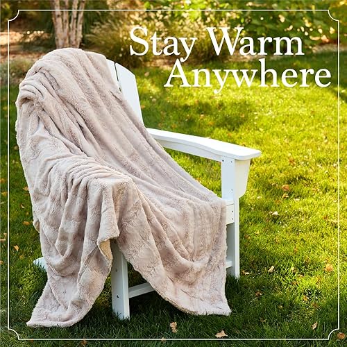 Miniatura 8 de The Connecticut Home Company - Manta reversible de felpa suave, piel sintética y sherpa, manta gruesa y cálida para cama, cómoda, lavable y