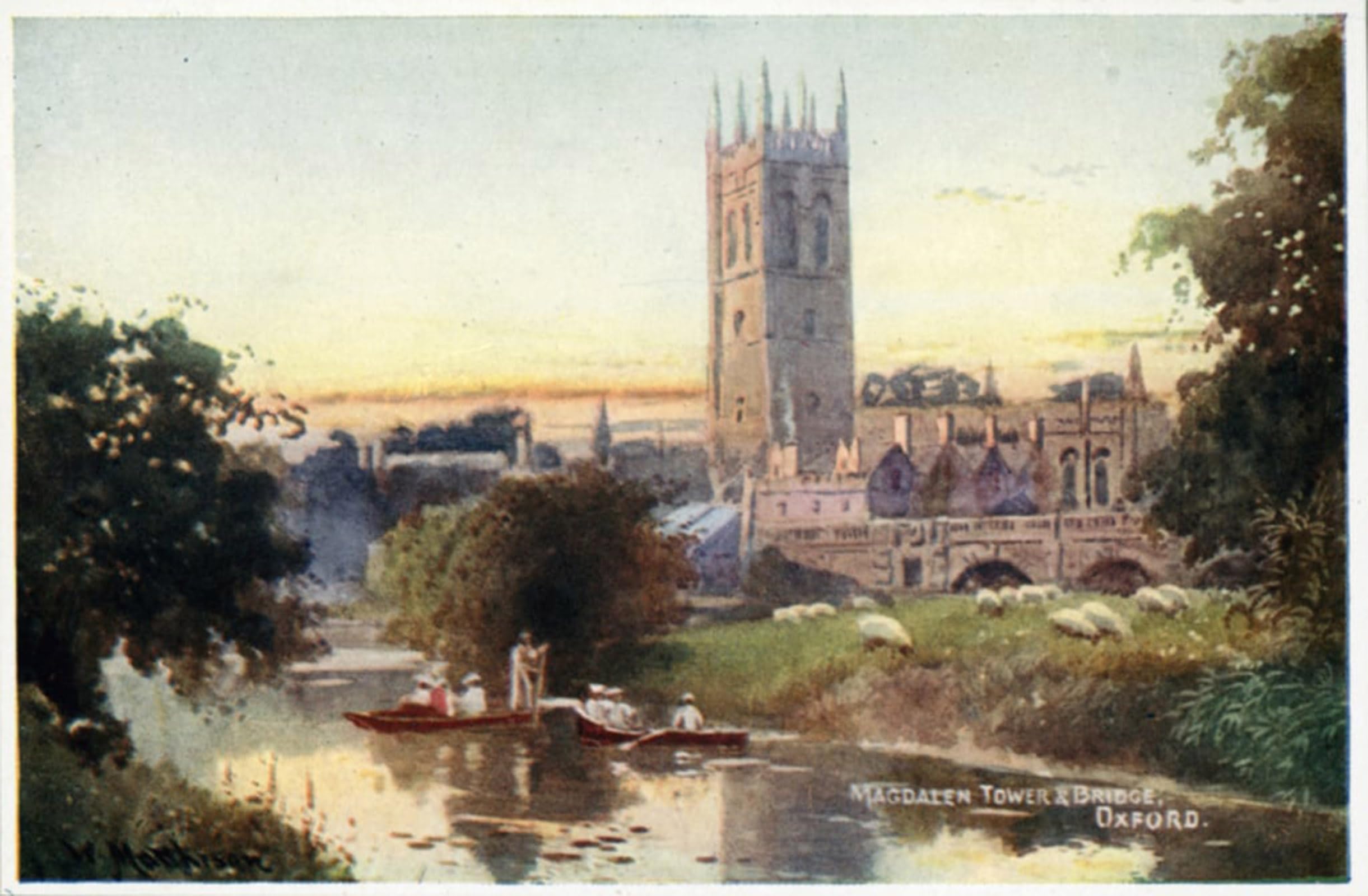 ARTXLXXBN Famous Art Print Poster Vintage Wall Art Magdalen Tower and Bridge by William Matthison Canvas Art Poster for Home Decor 60x90cm