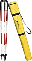 Vista 11 de AdirPro Trípode de poste de prisma – Trípode de poste de aluminio – Uso para poste de levantamiento, varilla Rover, poste GPS, personal de Rojo