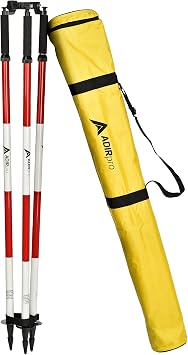 AdirPro Prism Pole Tripod Aluminum Range Pole Tripod Use for Survey Pole, Rover Rod, GPS Pole, Leveling Staff GNSS RTK Rod Stand - Survey Equipment for Total Station Surveying Red/White