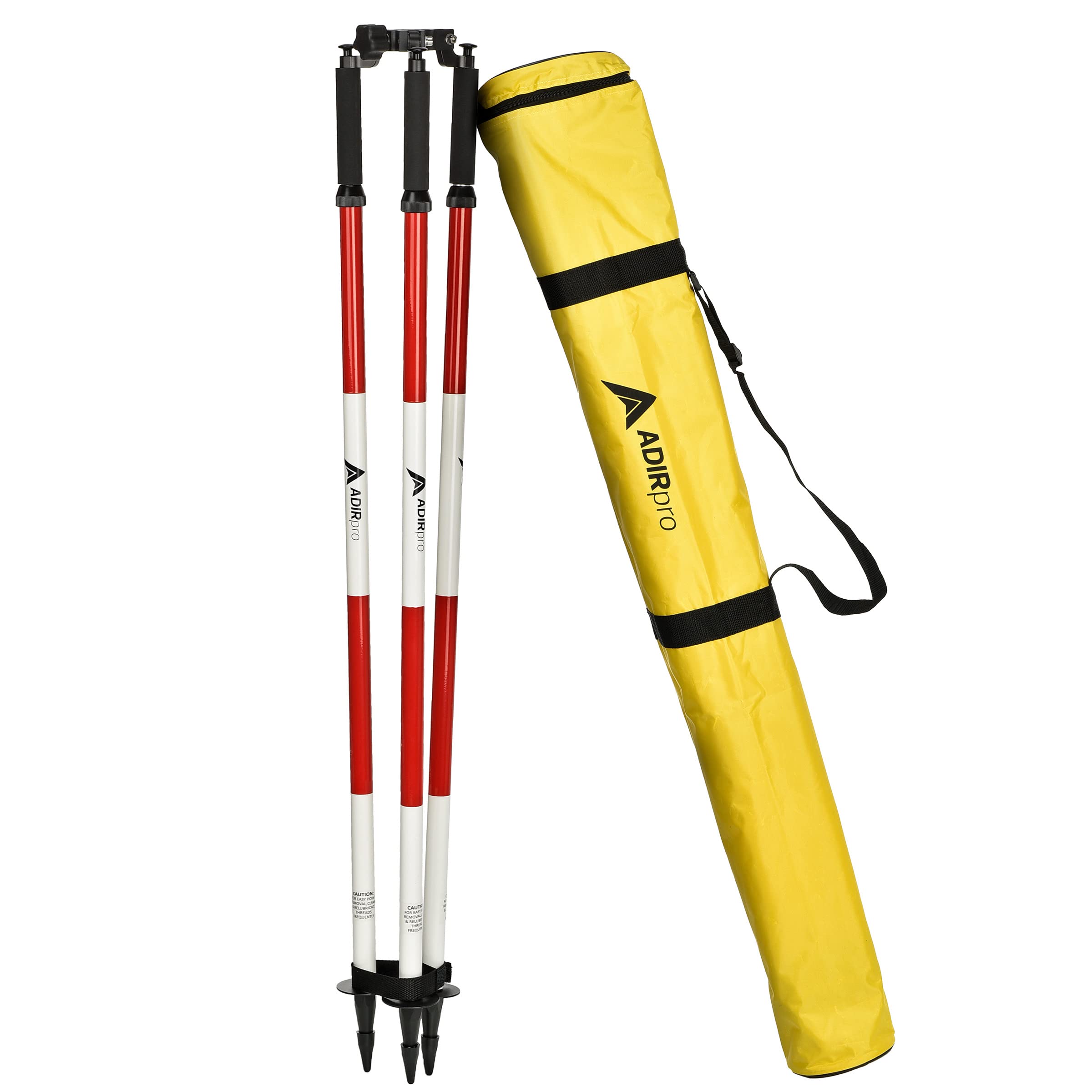 Photo 1 of AdirPro Prism Pole Tripod – Aluminum Range Pole Tripod – Use for Survey Pole, Rover Rod, GPS Pole, Leveling Staff – GNSS RTK Rod Stand - Survey Equipment for Total Station Surveying (Red/White)