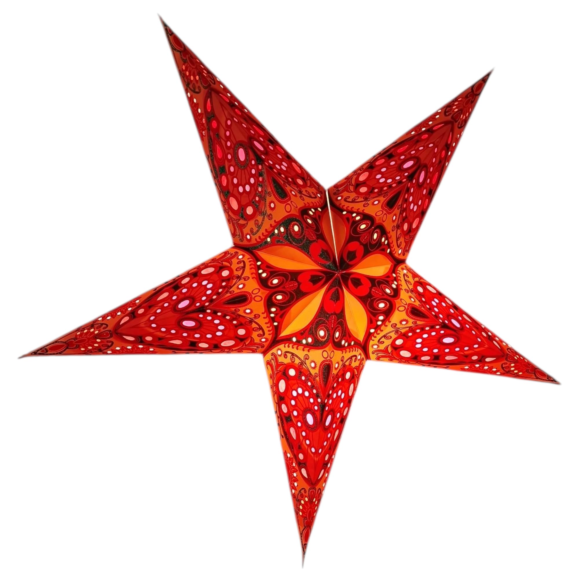 YEPSIO Lantern Lampshade Paper Star Light Shades Large 60cm Hanging Decorations for Christmas Wedding Home Decoration Birthday Party Foldable 5 Pointed Star (Glitter Orange, Green, Pink) — image 1