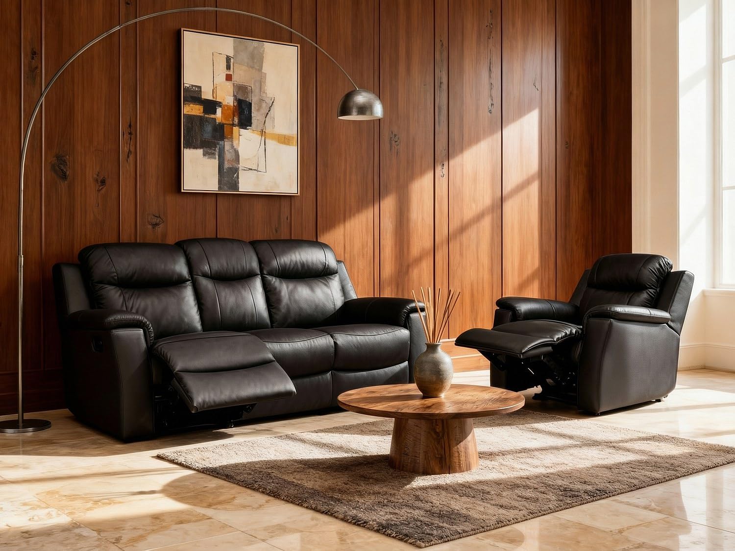 Vente-unique - Fauteuil Relax Evasion en Cuir - Noir